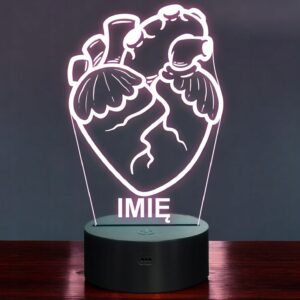 Lampka Nocna LED Imię Statuetka Serce Pastel Goth na Prezent Grawer