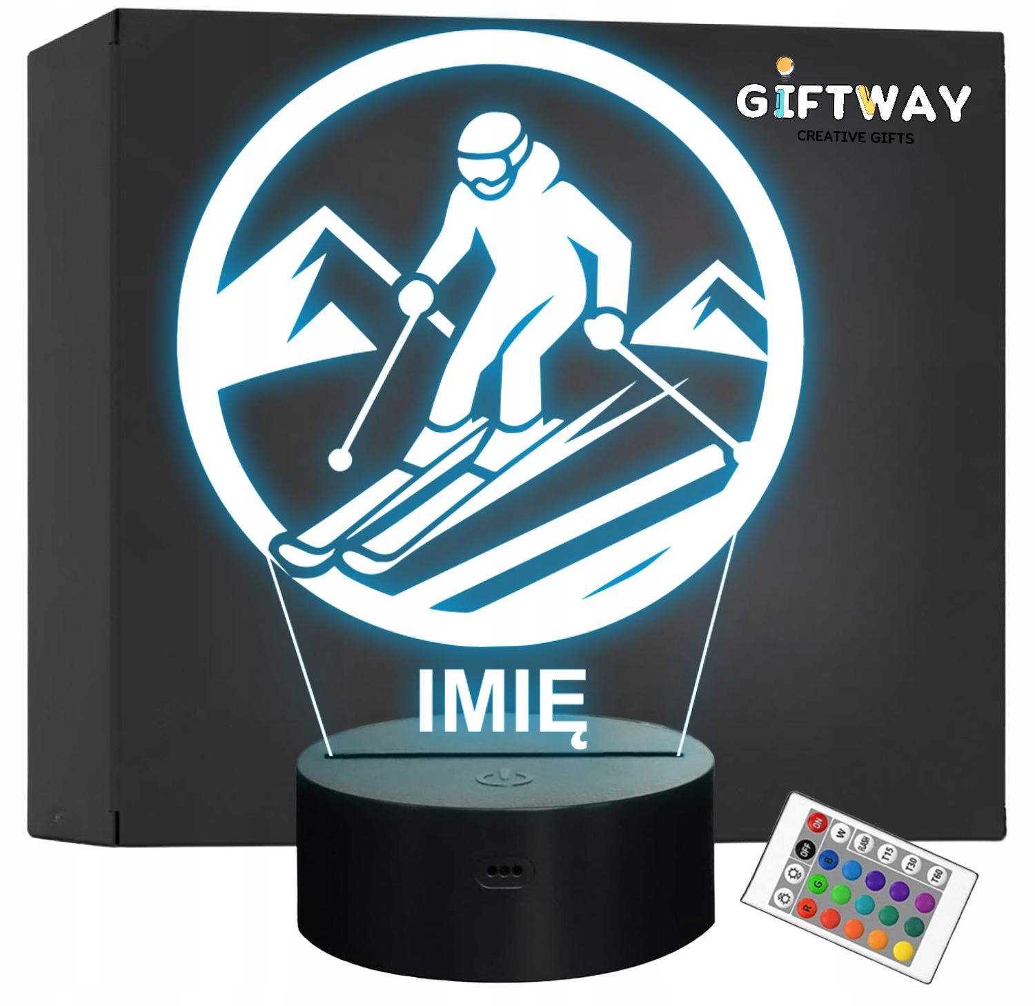 Lampka Nocna LED Statuetka Sporty Zimowe Narty Narciarz Prezent Grawer v.5 Lampka Nocna LED Statuetka Sporty Zimowe Narty Narciarz Prezent Grawer v.5