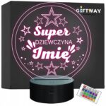 Lampka Nocna LED Statuetka Super Dziewczyna Dzień Kobiet na Prezent Grawer