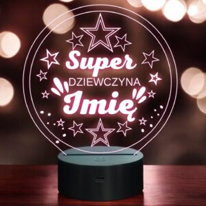 Lampka Nocna LED Statuetka Super Dziewczyna Dzień Kobiet na Prezent Grawer