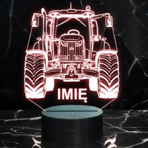 Lampka Nocna LED Imię Statuetka Traktor Rolnik na Prezent Grawer v.2