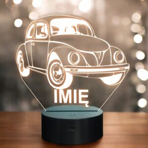 Lampka Nocna LED Imię Statuetka Samochód Auto Garbus na Prezent Grawer