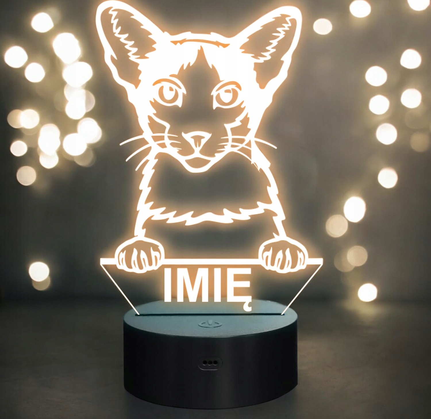 Lampka Nocna LED Oriental Bicolor Rasa Kota z Imieniem na Prezent Lampka Nocna LED Oriental Bicolor Rasa Kota z Imieniem na Prezent