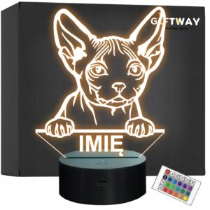 Lampka Nocna LED Minskin Rasa Kota z Imieniem na Prezent