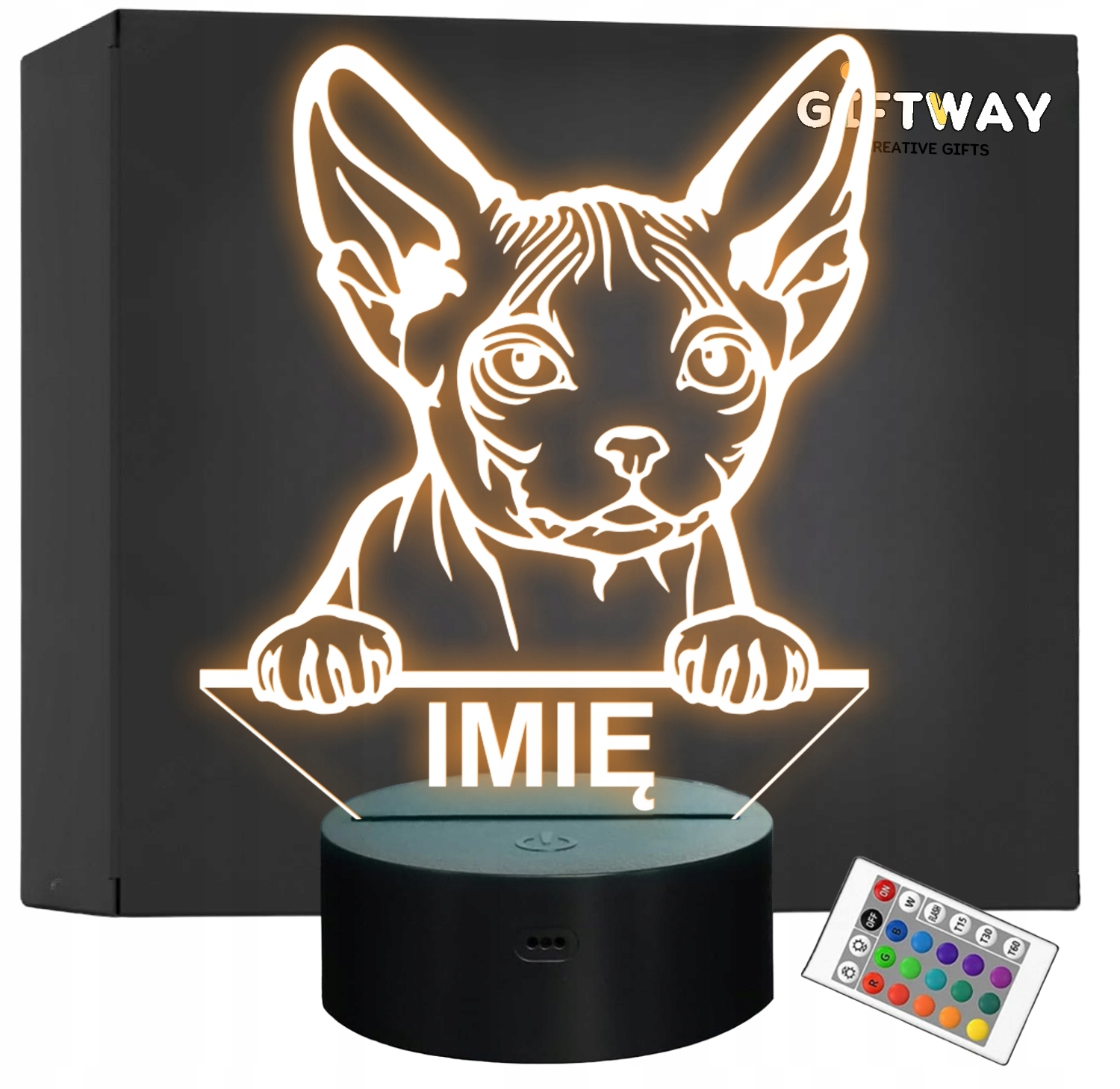 Lampka Nocna LED Minskin Rasa Kota z Imieniem na Prezent Lampka Nocna LED Minskin Rasa Kota z Imieniem na Prezent