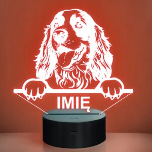 Lampka Nocna LED Cocker Spaniel Rasa Psa z Imieniem na Prezent