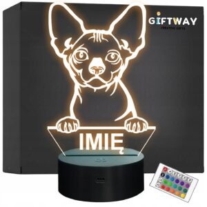 Lampka Nocna LED Bambino Rasa Kota z Imieniem na Prezent