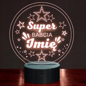 Lampka Nocna LED Statuetka Super Babcia Rodzina na Prezent Grawer