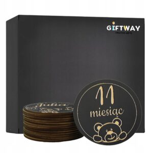 Drewniane Tabliczki z Miesiącami do Zdjęć Dziecka Pierwszy Rok Misie Czarne