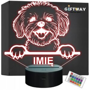 Lampka Nocna LED Maltańczyk Rasa Psa z Imieniem na Prezent