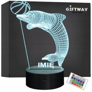 Lampka Nocna LED Delfin Iluzja 3D Z Imieniem na Prezent