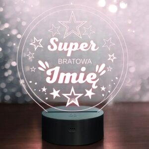 Lampka Nocna LED Statuetka Super Bratowa Rodzina na Prezent Grawer