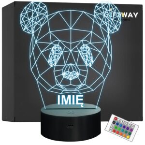 Lampka Nocna LED 3D Z Imieniem Grawer Panda Miś na Prezent Personalizowana