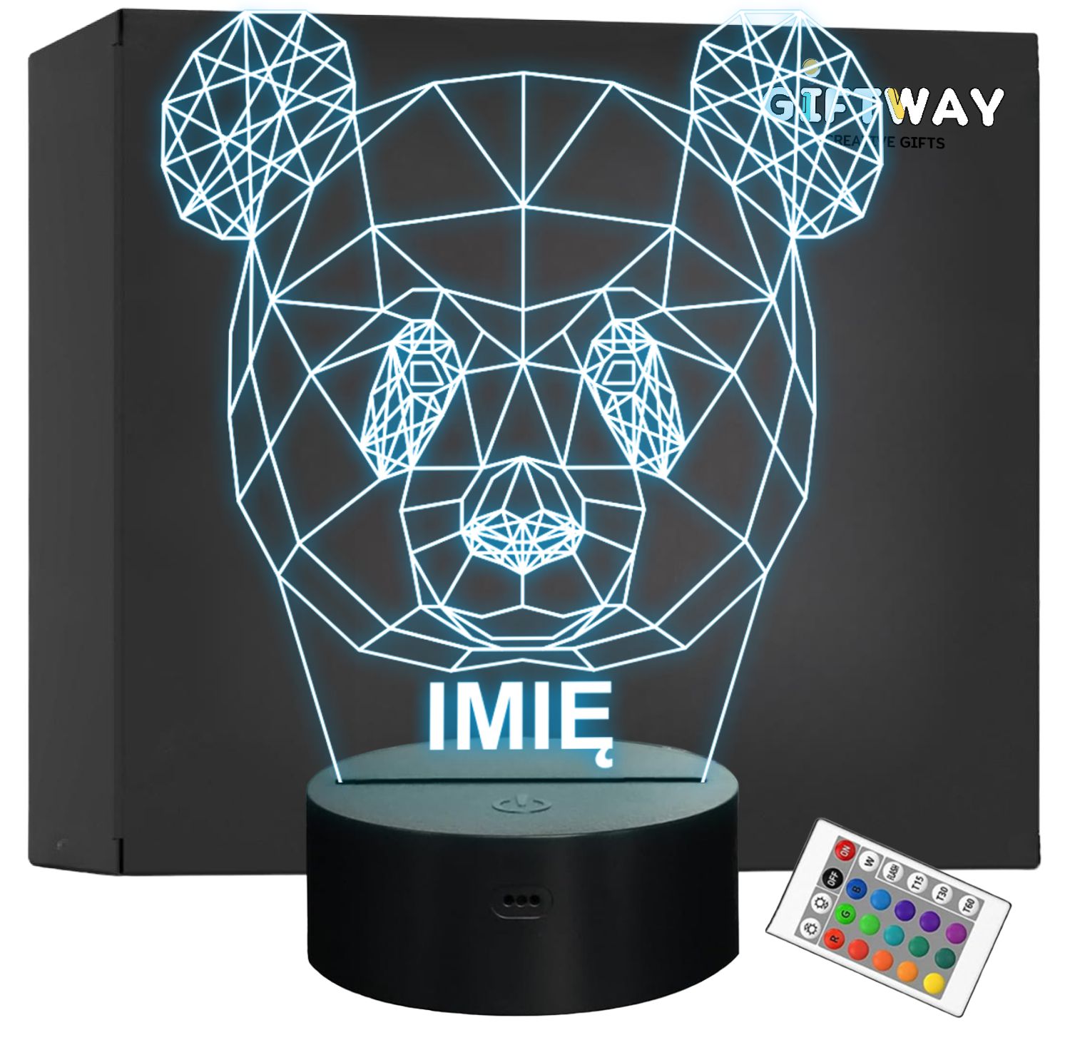 Lampka Nocna LED 3D Z Imieniem Grawer Panda Miś na Prezent Personalizowana Lampka Nocna LED 3D Z Imieniem Grawer Panda Miś na Prezent Personalizowana