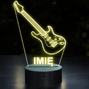 Lampka Nocna LED Imię Statuetka Gitara Basowa na Prezent Grawer v.1