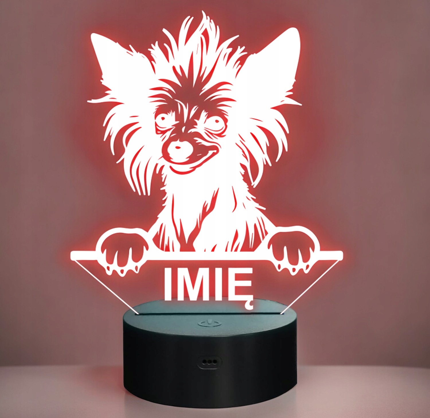 Lampka Nocna LED Grzywacz Chiński Rasa Psa z Imieniem na Prezent Lampka Nocna LED Grzywacz Chiński Rasa Psa z Imieniem na Prezent