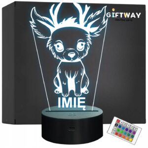 Lampka Nocna LED Z Imieniem Słodki Jeleń Jelonek dla Dzieci na Prezent