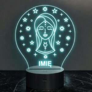 Lampka Nocna Panna LED Znak Zodiaku Horoskop z Imieniem Prezent Grawer