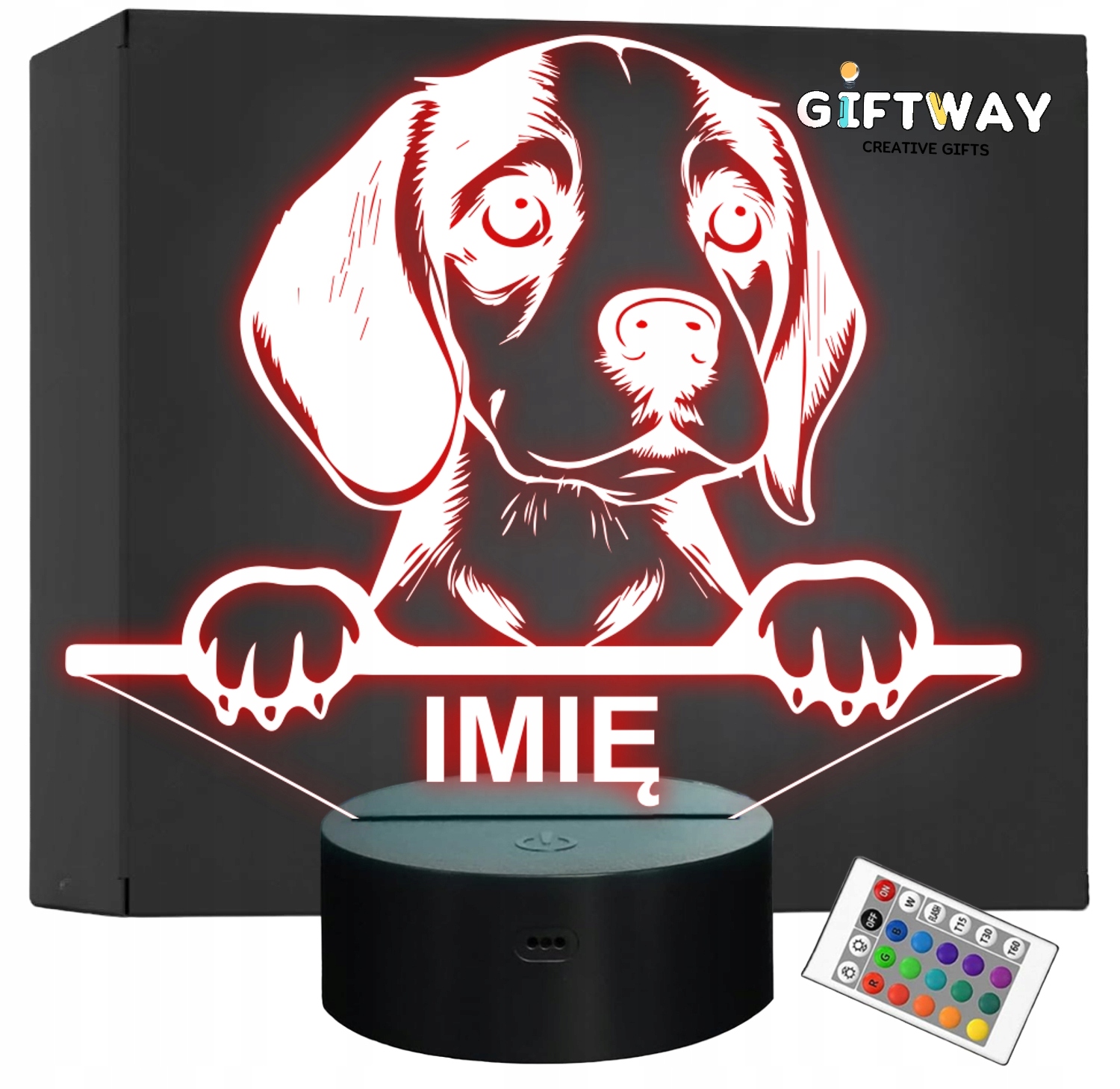Lampka Nocna LED Pies Beagle Rasa z Imieniem na Prezent v.1 Lampka Nocna LED Pies Beagle Rasa z Imieniem na Prezent v.1