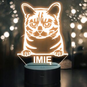 Lampka Nocna LED Australian Mist Rasa Kota z Imieniem na Prezent