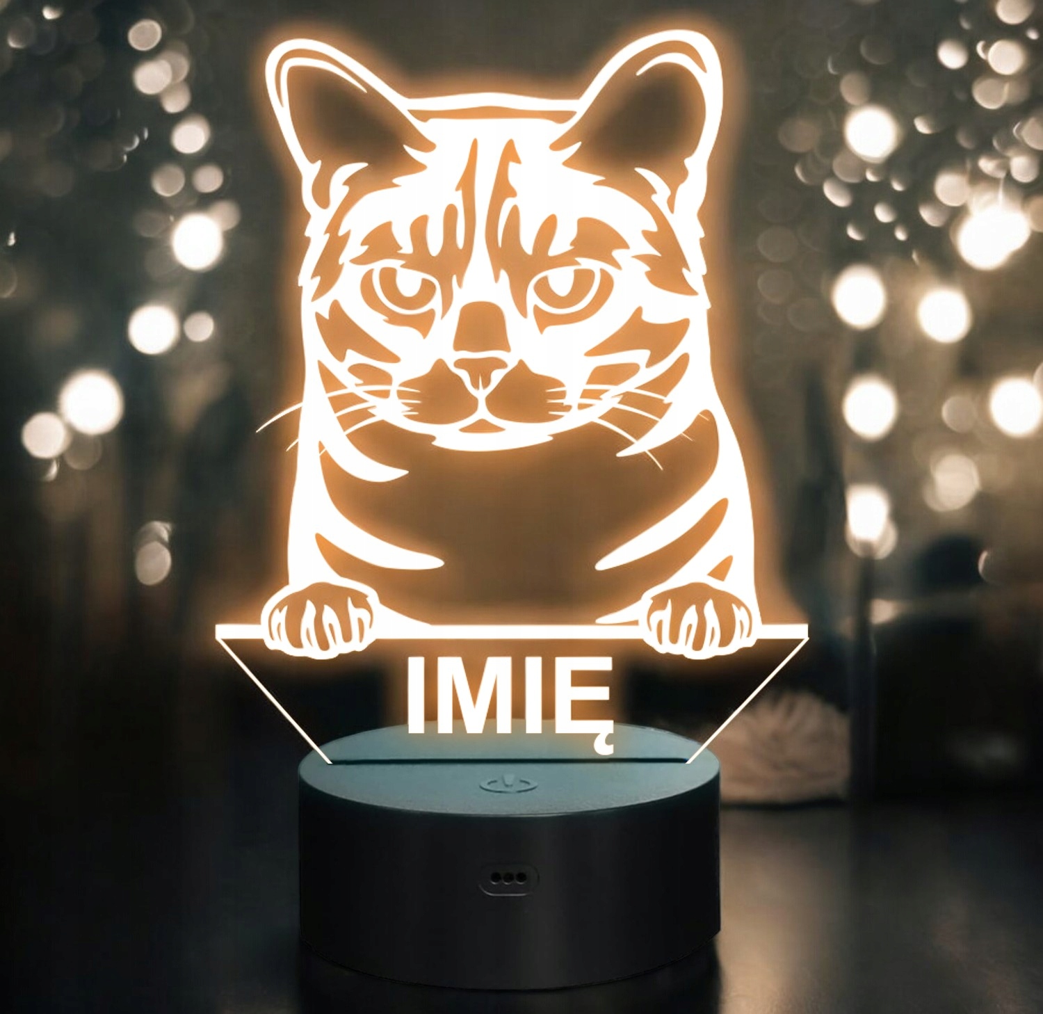 Lampka Nocna LED Australian Mist Rasa Kota z Imieniem na Prezent Lampka Nocna LED Australian Mist Rasa Kota z Imieniem na Prezent