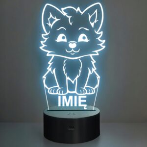 Lampka Nocna LED Z Imieniem Słodki Wilk dla Dzieci na Prezent z Grawerem