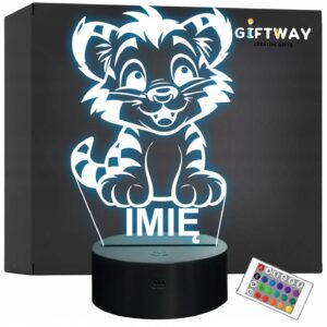 Lampka Nocna LED Z Imieniem Słodki Tygrys Tygrysek dla Dzieci Prezent v.2
