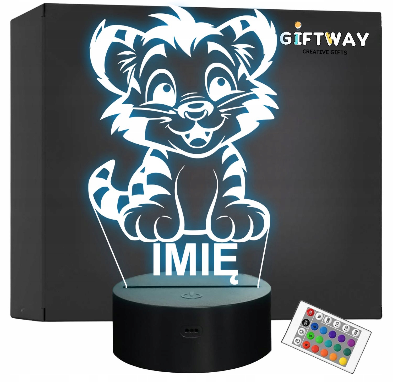Lampka Nocna LED Z Imieniem Słodki Tygrys Tygrysek dla Dzieci Prezent v.2 Lampka Nocna LED Z Imieniem Słodki Tygrys Tygrysek dla Dzieci Prezent v.2