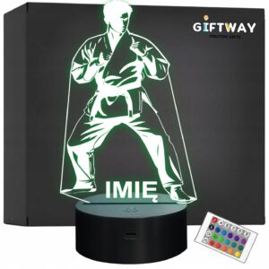 Lampka Nocna LED Z Imieniem Grawer Karate Sport na Prezent v.1