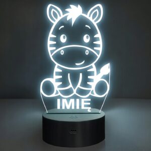 Lampka Nocna LED Z Imieniem Słodka Zebra dla Dzieci na Prezent