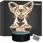 Lampka Nocna LED Oriental Shorthair Rasa Kota z Imieniem na Prezent