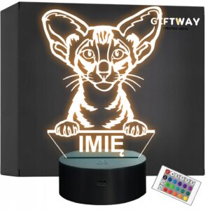 Lampka Nocna LED Oriental Shorthair Rasa Kota z Imieniem na Prezent