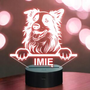 Lampka Nocna LED Border Collie Rasa z Imieniem na Prezent v.2
