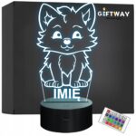 Lampka Nocna LED Z Imieniem Słodki Wilk dla Dzieci na Prezent z Grawerem