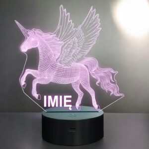 Lampka Nocna LED Jednorożec z Imieniem Grawer Personalizowana na Prezent