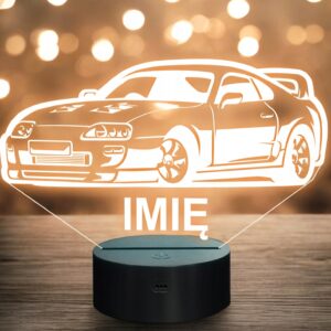 Lampka Nocna LED Imię Statuetka Samochód Auto Supra na Prezent Grawer