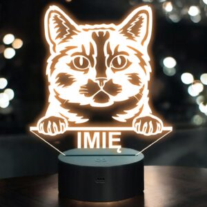 Lampka Nocna LED Muchkin Rasa Kota z Imieniem na Prezent