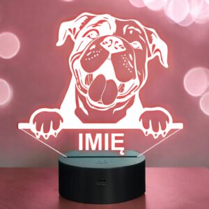 Lampka Nocna LED Buldog kontynentalny Rasa Psa z Imieniem na Prezent