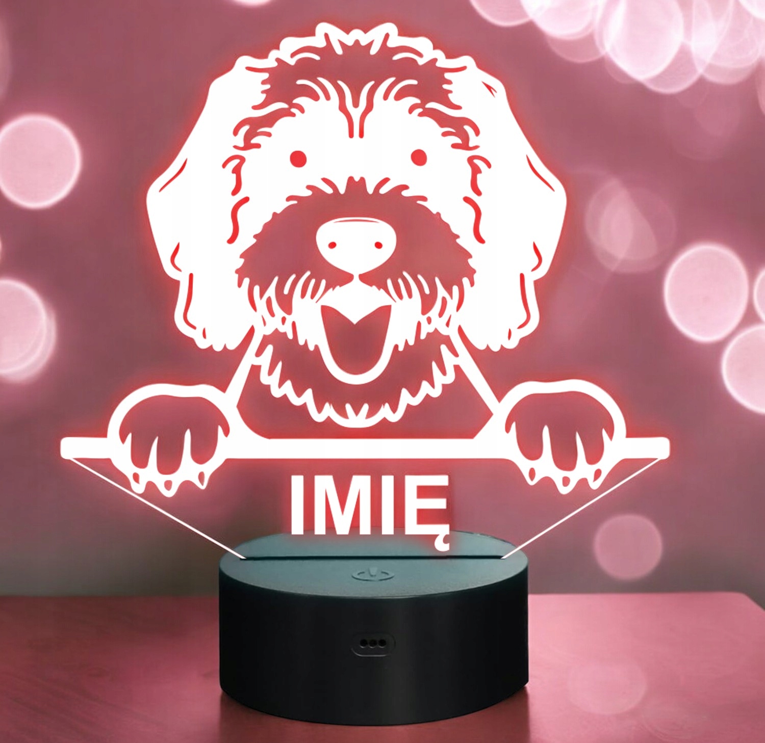 Lampka Nocna LED Portuguese Water Dog Rasa Psa z Imieniem na Prezent v.2 Lampka Nocna LED Portuguese Water Dog Rasa Psa z Imieniem na Prezent v.2