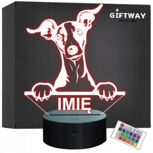 Lampka Nocna LED Charcik włoski Rasa Psa z Imieniem na Prezent