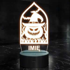 Lampka Nocna LED Imię Statuetka Halloween Dynia Czarownica Prezent Grawer