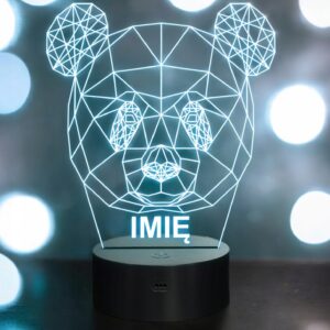 Lampka Nocna LED 3D Z Imieniem Grawer Panda Miś na Prezent Personalizowana
