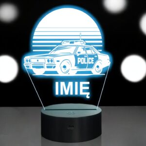 Lampka Nocna LED Imię Wóz Policyjny Radiowóz na Prezent Grawer v.5
