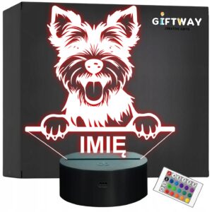 Lampka Nocna LED York Yorkshire Terrier Biewer z Imieniem na Prezent