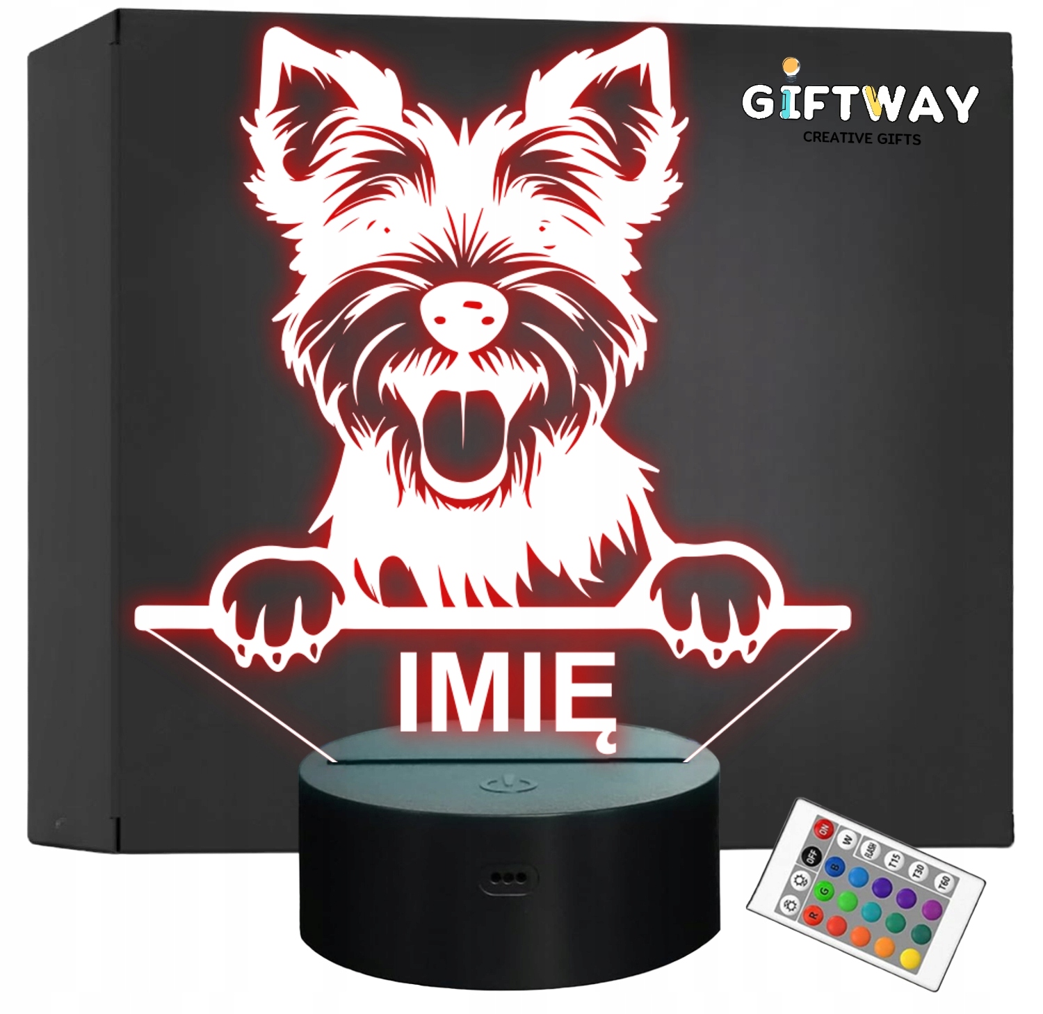Lampka Nocna LED York Yorkshire Terrier Biewer z Imieniem na Prezent Lampka Nocna LED York Yorkshire Terrier Biewer z Imieniem na Prezent