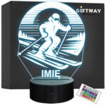 Lampka Nocna LED Statuetka Sporty Zimowe Narty Narciarz Prezent Grawer v.2