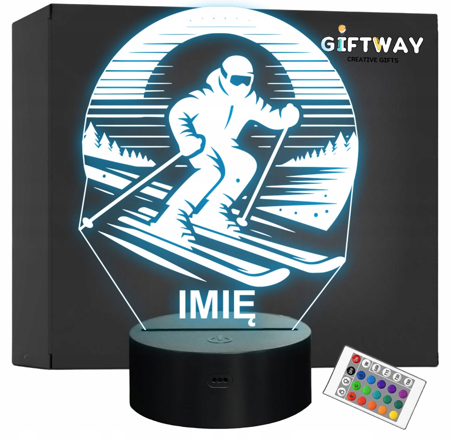 Lampka Nocna LED Statuetka Sporty Zimowe Narty Narciarz Prezent Grawer v.2 Lampka Nocna LED Statuetka Sporty Zimowe Narty Narciarz Prezent Grawer v.2