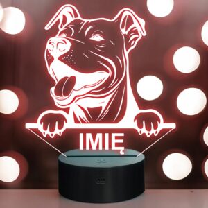 Lampka Nocna LED Dog argentyński Rasa Psa z Imieniem na Prezent