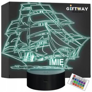 Lampka Nocna LED Statek Okręt z Imieniem Grawer na Prezent