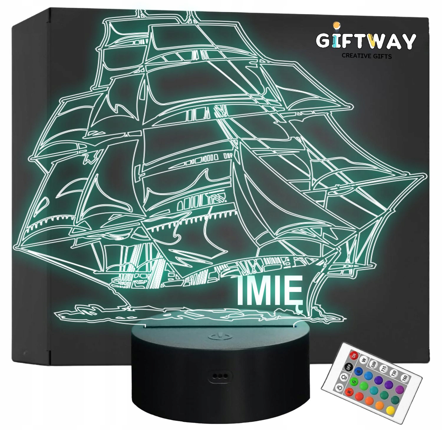 Lampka Nocna LED Statek Okręt z Imieniem Grawer na Prezent Lampka Nocna LED Statek Okręt z Imieniem Grawer na Prezent